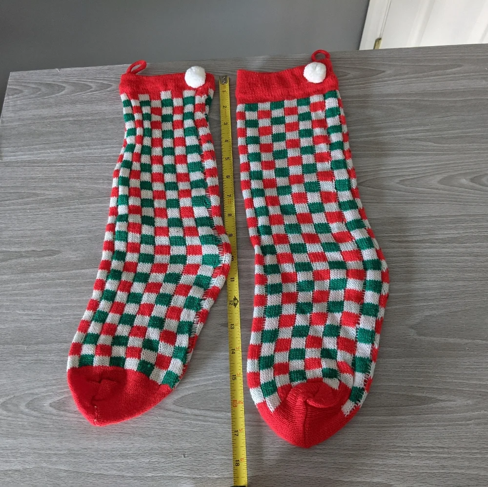 Vintage Pair Knit Checked Christmas Stockings